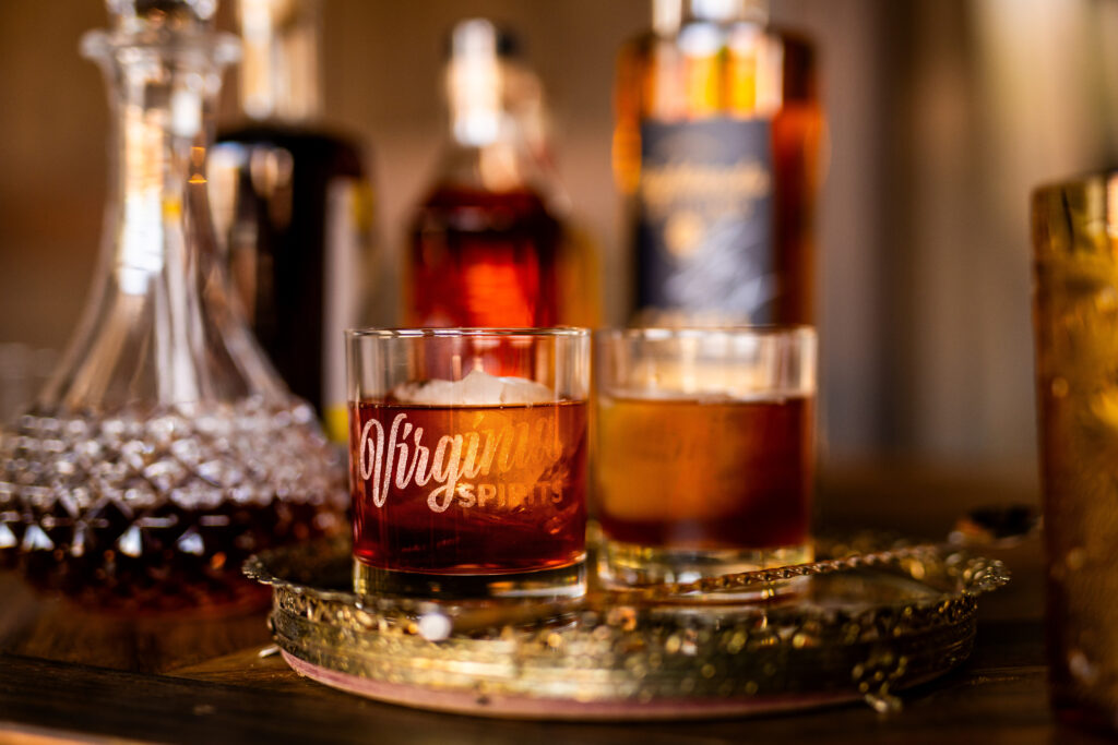 Two glasses filled with Virginia Whiskey