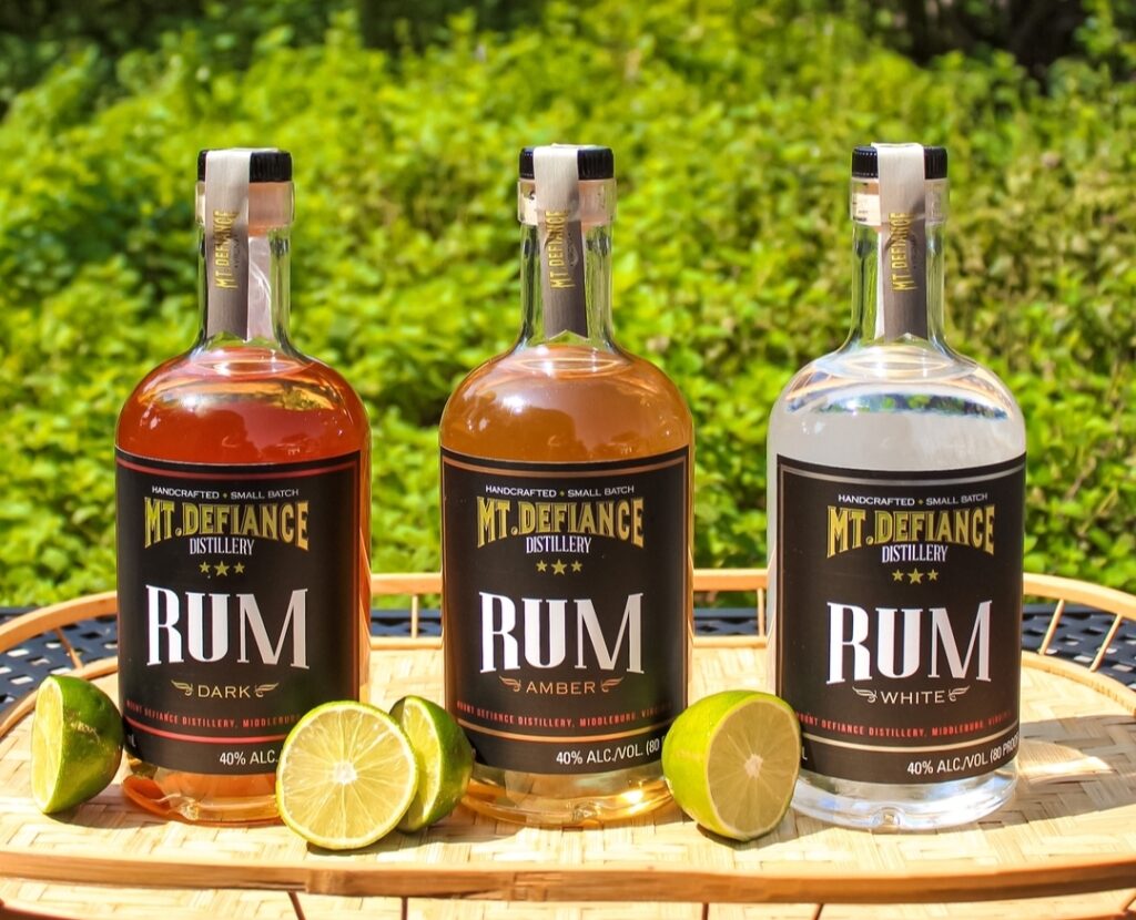 lineup of Mt Defiance Rum