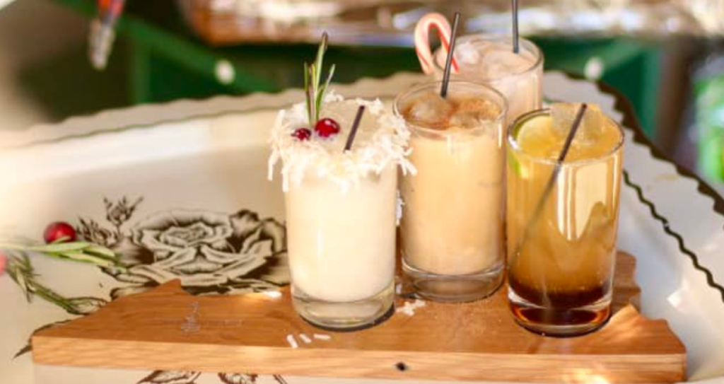 holiday cocktails on a platter