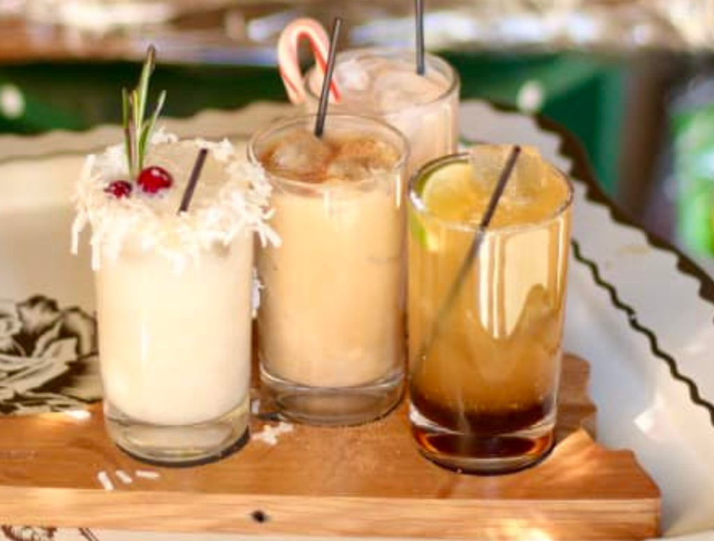 holiday cocktails on a platter