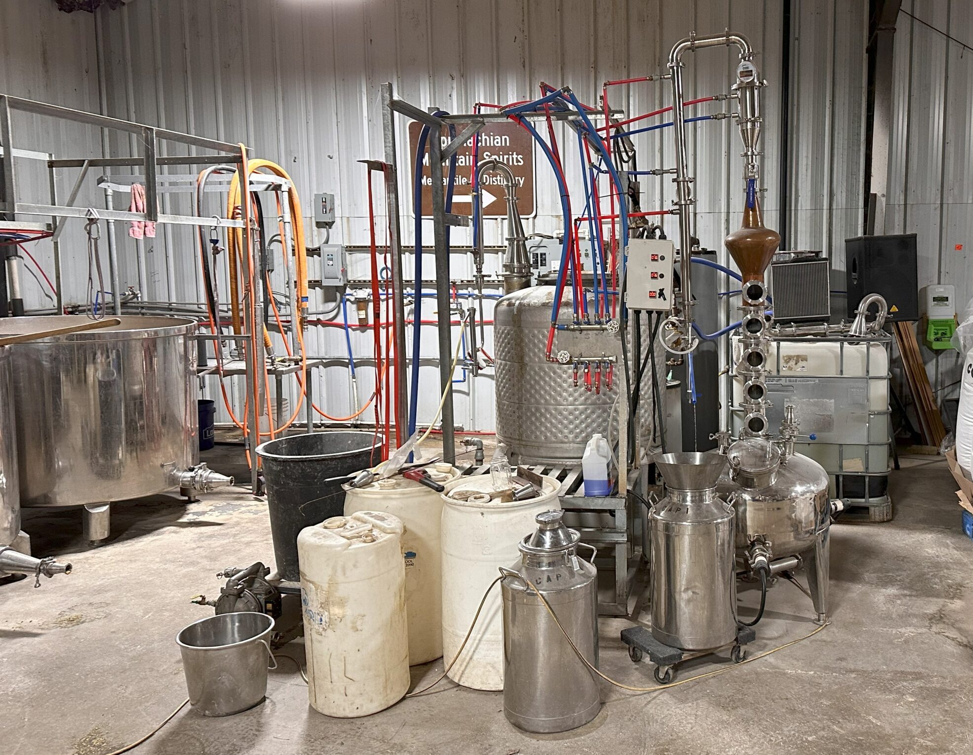 stills in a distillery production room