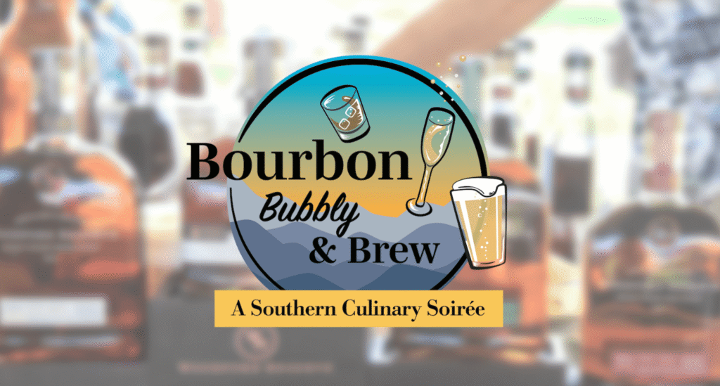Bourbon Bubbly and Brew Logo with a cocktails around it