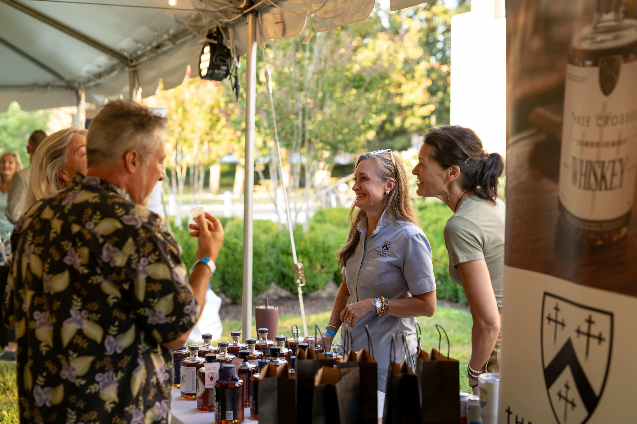 distillery pouring spirits tastings at Virginia Distilled