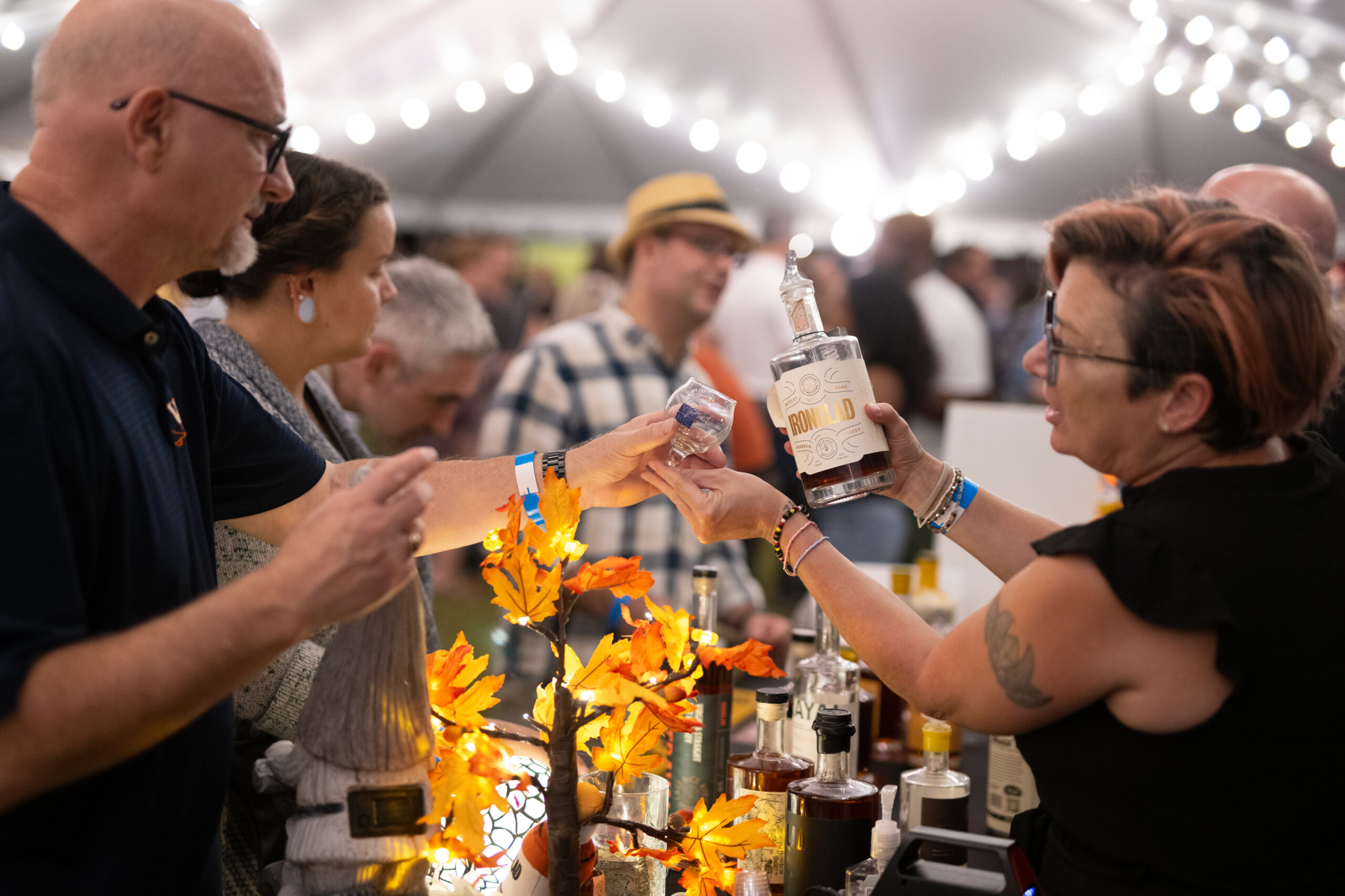 distillery pouring spirits tastings at Virginia Distilled