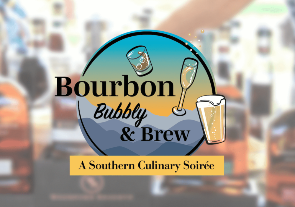 Bourbon Bubbly and Brew Logo with a cocktails around it